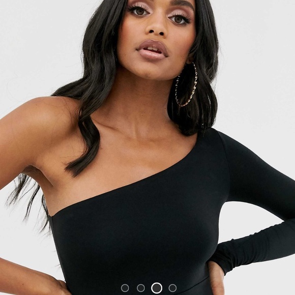 ASOS DESIGN GOING OUT ONE SHOULDER MINI BLACK DRESS SIZE S - Picture 3 of 4